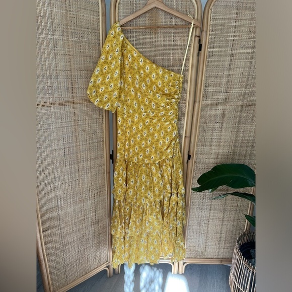 Veronica Beard Virginia Midi Dress in Sun Multi One-Shoulder - Picture 7 of 11